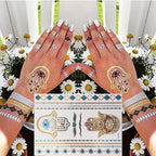 Luxury Metallic Gold Waterproof Temporary Tattoo Feather Elephant Fashion Different Design Tattoos For Womens Stevvex