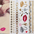 Luxury Metallic Gold Waterproof Temporary Tattoo Feather Elephant Fashion Different Design Tattoos For Womens Stevvex