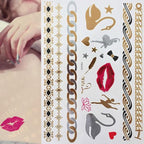 Luxury Metallic Gold Waterproof Temporary Tattoo Feather Elephant Fashion Different Design Tattoos For Womens Stevvex