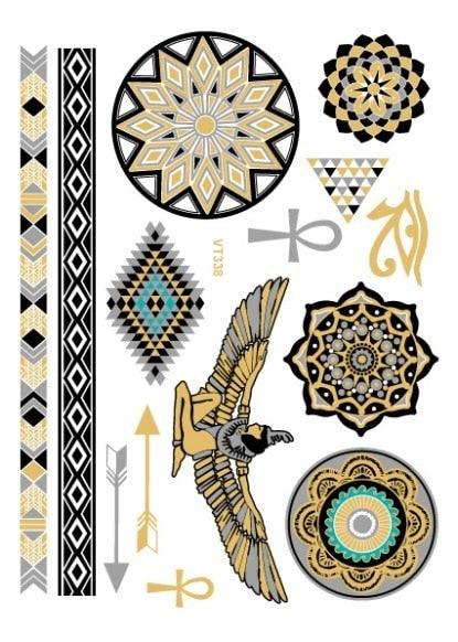 Luxury Metallic Temporary Tattoo Gold Silver Flower Sticker Long Lasting Gold Design For Womens Stevvex
