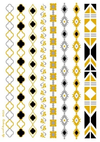 Luxury Metallic Temporary Tattoo Gold Silver Flower Sticker Long Lasting Gold Design For Womens Stevvex