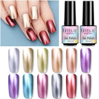 Luxury Metallic Womens Nail Polish Silver Rose Permanent UV Gel Nail Varnish Elegant Luxury Metal Effect More Collor For Girls Stevvex