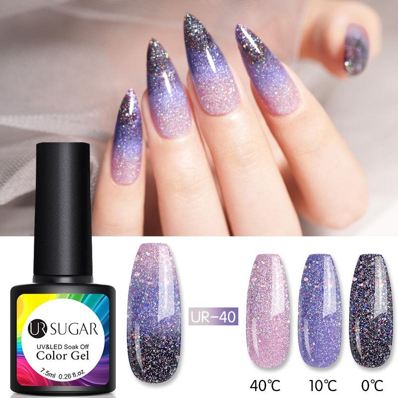 Luxury Modern Elegant Colorful Diamond Gel Nail Polish UV Temperature Color Changing Elegant Fashion Rainbow Colors For Womens Stevvex