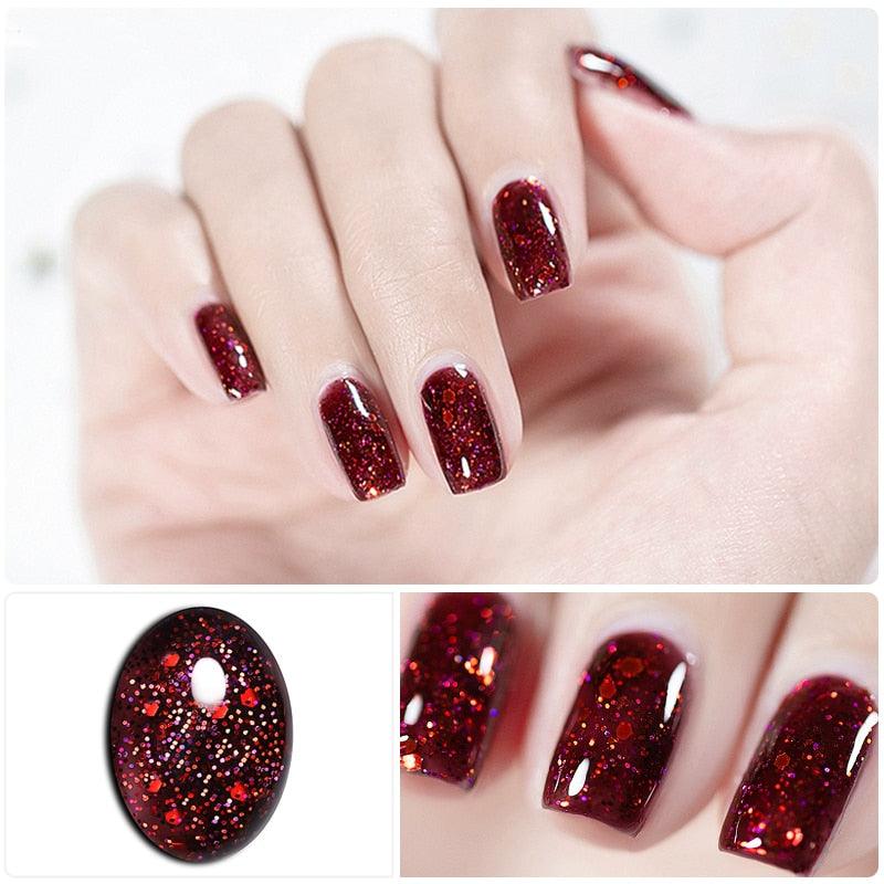 Luxury Modern Women Red 7ml UV Gel Nail Polish Set 8 Luxury Colors Elegant Manicure Nail Salon Stylish Design For Girls and Ladies Stevvex