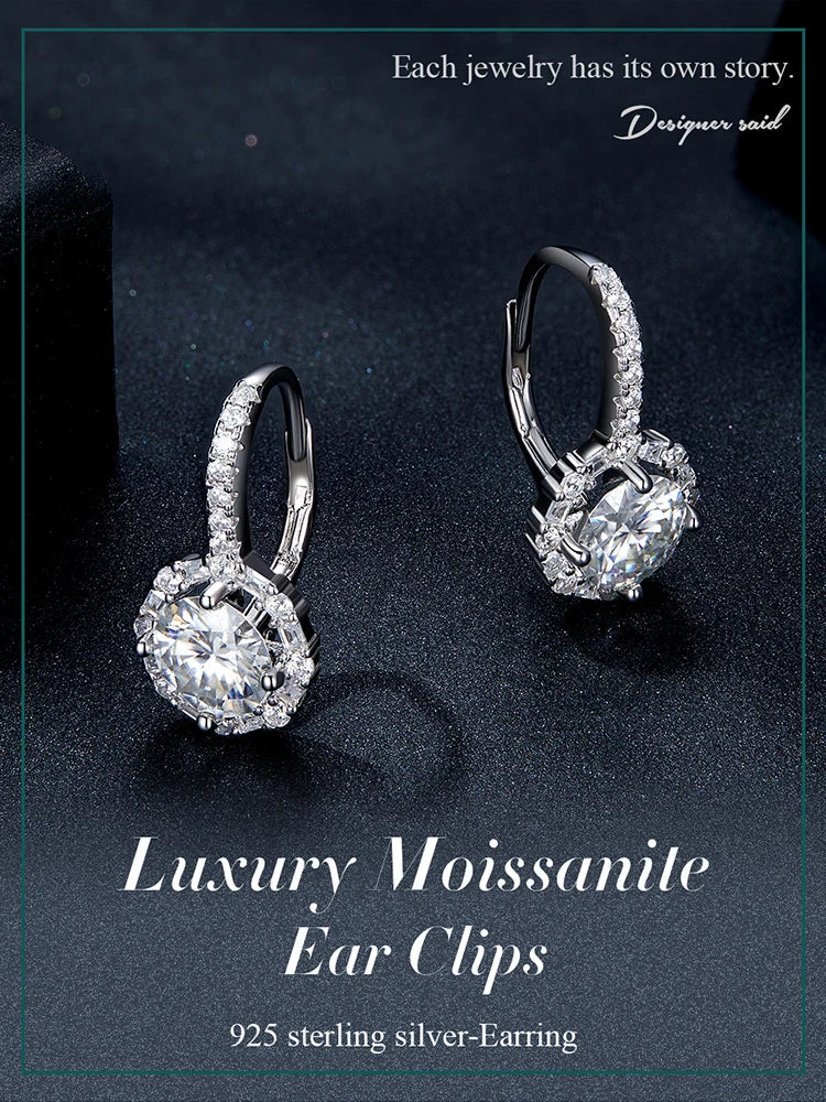 1.0ct Moissanite Hoop Earrings For Women Sterling Silver 925 Sparkling Engagement Wedding Gift BandsCo Straps