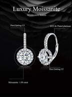 1.0ct Moissanite Hoop Earrings For Women Sterling Silver 925 Sparkling Engagement Wedding Gift BandsCo Straps