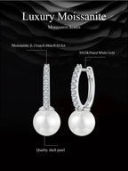 Moissanite Pearl Drop Earrings 925 Sterling Silver Shell Hoop Wedding Gift BandsCo Straps
