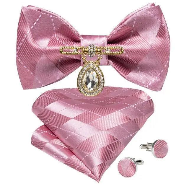 Luxury Pink Solid Men Bow Tie Silk Business Wedding Elegant Bowtie For Men Unique Desing For Every Occasion Stevvex