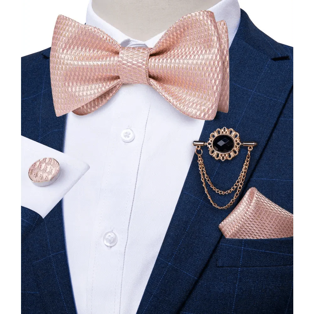 Luxury Pink Solid Men Bow Tie Silk Business Wedding Elegant Bowtie For Men Unique Desing For Every Occasion Stevvex