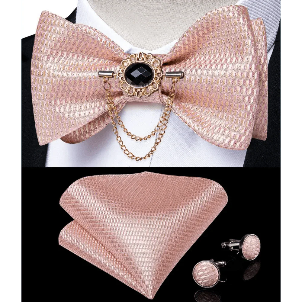 Luxury Pink Solid Men Bow Tie Silk Business Wedding Elegant Bowtie For Men Unique Desing For Every Occasion Stevvex
