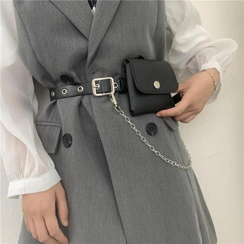 Luxury PU Leather Fanny Pack Simple Women's Belt Bag Small Fanny Pack Handbag With Chain Stylish Travel Waist Bag For Women Stevvex