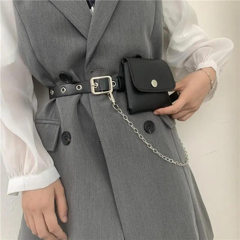 Luxury PU Leather Fanny Pack Simple Women's Belt Bag Small Fanny Pack Handbag With Chain Stylish Travel Waist Bag For Women Stevvex