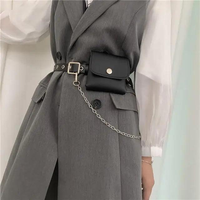 Luxury PU Leather Fanny Pack Simple Women's Belt Bag Small Fanny Pack Handbag With Chain Stylish Travel Waist Bag For Women Stevvex