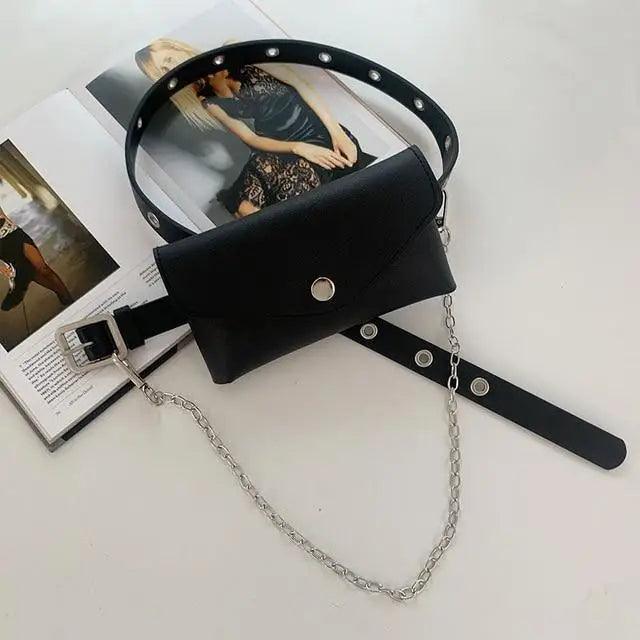 Luxury PU Leather Fanny Pack Simple Women's Belt Bag Small Fanny Pack Handbag With Chain Stylish Travel Waist Bag For Women Stevvex