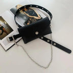 Luxury PU Leather Fanny Pack Simple Women's Belt Bag Small Fanny Pack Handbag With Chain Stylish Travel Waist Bag For Women Stevvex