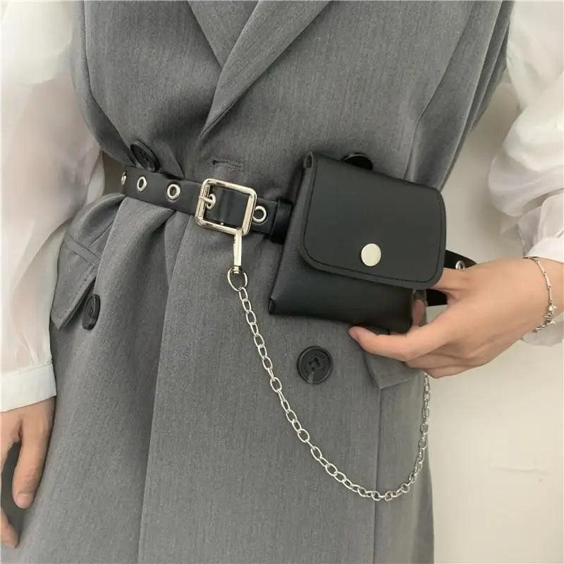Luxury PU Leather Fanny Pack Simple Women's Belt Bag Small Fanny Pack Handbag With Chain Stylish Travel Waist Bag For Women Stevvex