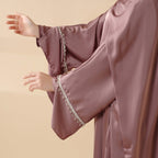 Luxury Satin Abaya With Diamond Tassels Belt,  6-Piece Set (MOA041) - SJB-DIAMOND ELITES
