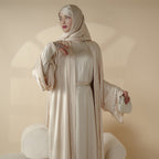 Luxury Satin Abaya With Diamond Tassels Belt,  6-Piece Set (MOA041) - SJB-DIAMOND ELITES