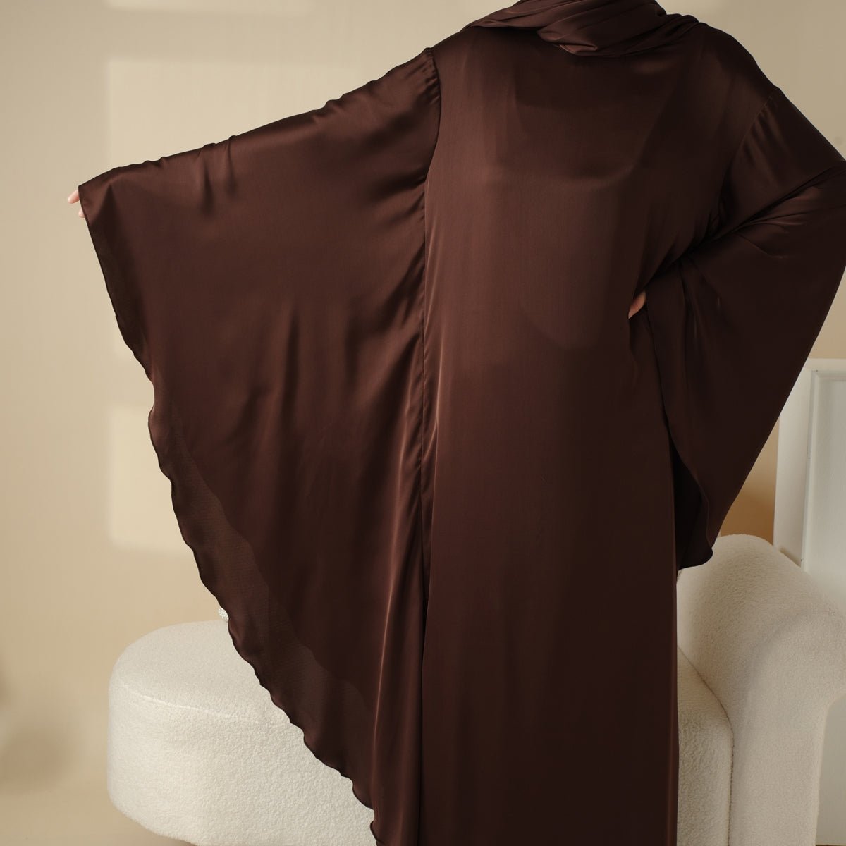 Luxury Satin Floaty Kaftan Abaya With Matching Hijab (MA054) - SJB-DIAMOND ELITES