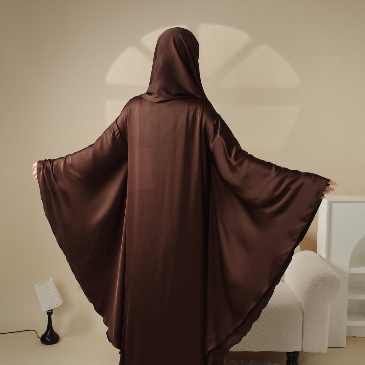 Luxury Satin Floaty Kaftan Abaya With Matching Hijab (MA054) - SJB-DIAMOND ELITES