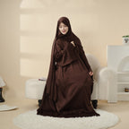 Luxury Satin Modest Abaya Set 4-Piece – Elegant Open Abaya, Top, Pants & Matching Hijab(MOA034) - SJB-DIAMOND ELITES