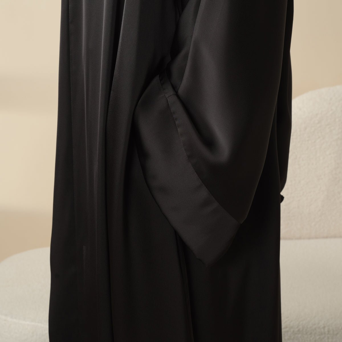 Luxury Satin Modest Abaya Set 4-Piece – Elegant Open Abaya, Top, Pants & Matching Hijab(MOA034) - SJB-DIAMOND ELITES
