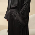 Luxury Satin Modest Abaya Set 4-Piece – Elegant Open Abaya, Top, Pants & Matching Hijab(MOA034) - SJB-DIAMOND ELITES