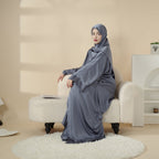 Luxury Satin Modest Abaya Set 4-Piece – Elegant Open Abaya, Top, Pants & Matching Hijab(MOA034) - SJB-DIAMOND ELITES