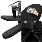 Luxury Shiny Rhinestone Summer Cute Bowtie Decorate Non-Slip Sandals Slipper Flats Mules Casual Fashion Beach Flip Flops Bow Sandals Rubber Flat Summer Beach Rain Shoes Stevvex