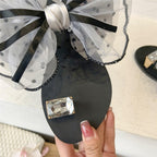 Luxury Shiny Rhinestone Summer Cute Bowtie Decorate Non-Slip Sandals Slipper Flats Mules Casual Fashion Beach Flip Flops Bow Sandals Rubber Flat Summer Beach Rain Shoes Stevvex