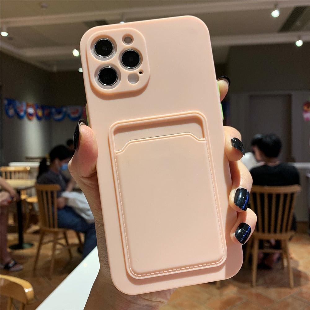 Luxury Silicone Phone Case for iphone 13 Pro Max 12 11 X XS XR Card Holder Wallet Soft Cover Cute Back Storage Stylish Silicone Case Smartphone Case Stevvex
