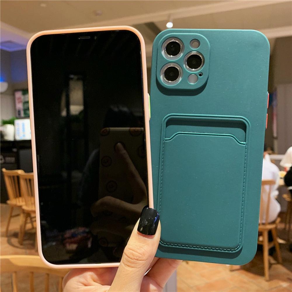 Luxury Silicone Phone Case for iphone 13 Pro Max 12 11 X XS XR Card Holder Wallet Soft Cover Cute Back Storage Stylish Silicone Case Smartphone Case Stevvex