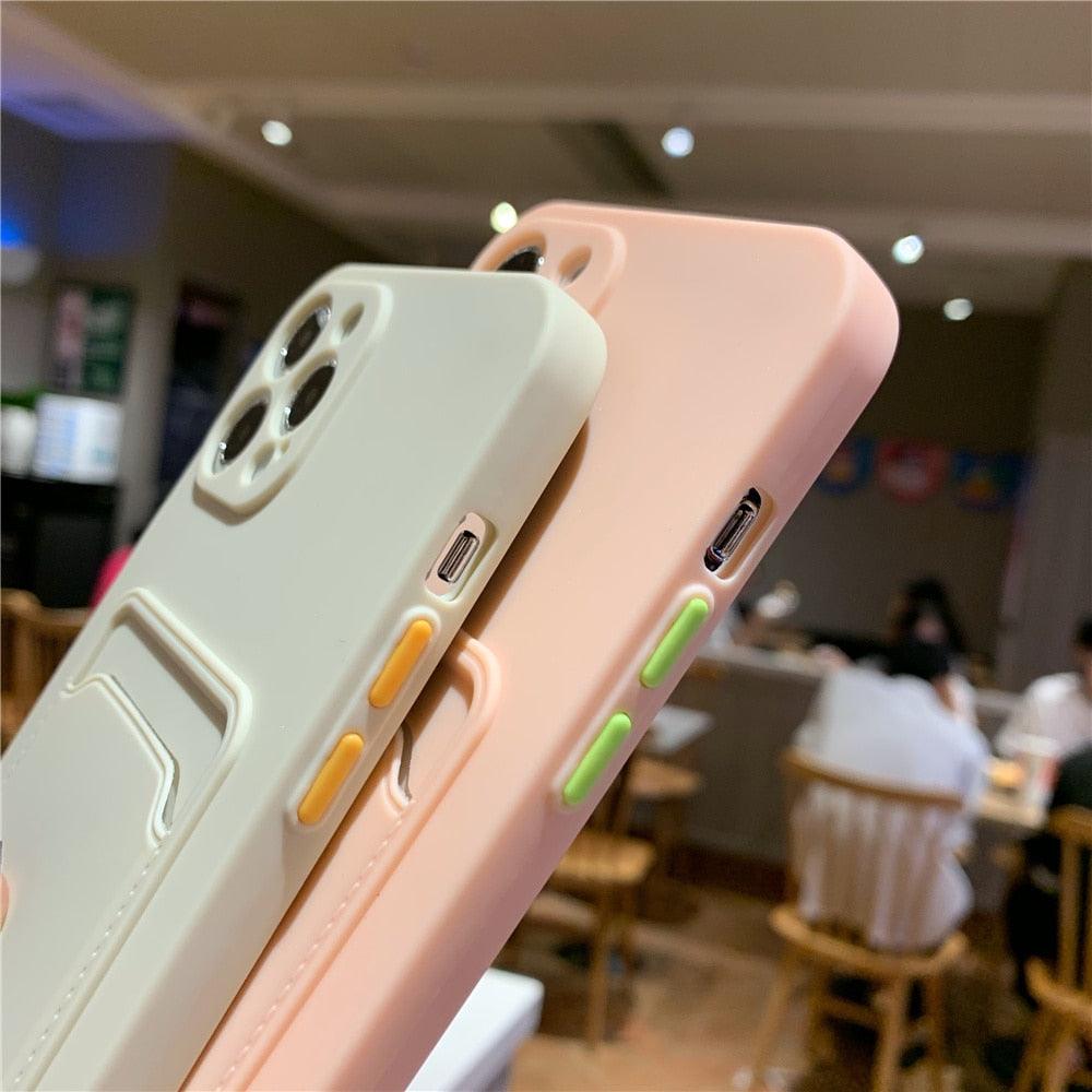 Luxury Silicone Phone Case for iphone 13 Pro Max 12 11 X XS XR Card Holder Wallet Soft Cover Cute Back Storage Stylish Silicone Case Smartphone Case Stevvex