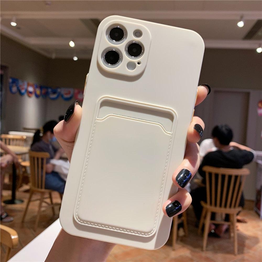 Luxury Silicone Phone Case for iphone 13 Pro Max 12 11 X XS XR Card Holder Wallet Soft Cover Cute Back Storage Stylish Silicone Case Smartphone Case Stevvex