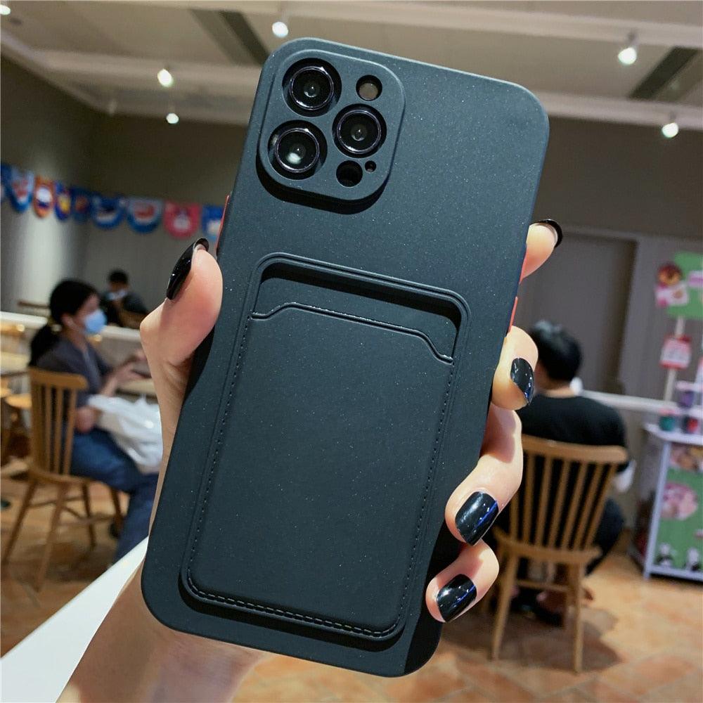 Luxury Silicone Phone Case for iphone 13 Pro Max 12 11 X XS XR Card Holder Wallet Soft Cover Cute Back Storage Stylish Silicone Case Smartphone Case Stevvex