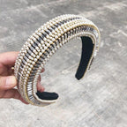 Luxury  Sparkly Padded Rhinestones Headbands Full Crystal Hairbands Wide Headwear White Gorgeous Hair Accessories For Women Stevvex
