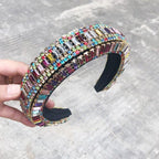 Luxury  Sparkly Padded Rhinestones Headbands Full Crystal Hairbands Wide Headwear White Gorgeous Hair Accessories For Women Stevvex
