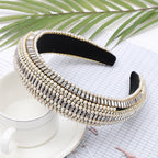 Luxury  Sparkly Padded Rhinestones Headbands Full Crystal Hairbands Wide Headwear White Gorgeous Hair Accessories For Women Stevvex