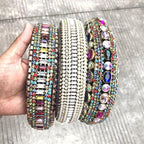 Luxury  Sparkly Padded Rhinestones Headbands Full Crystal Hairbands Wide Headwear White Gorgeous Hair Accessories For Women Stevvex
