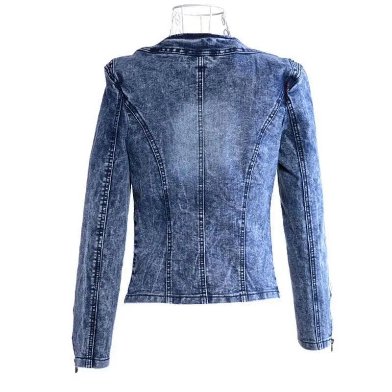 Luxury Spring Fashionable Women Denim Jacket Slim Zipper Casual Short Sequins Outerwear Ladies Vintage Crystal Biker Stevvex