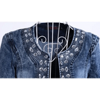 Luxury Spring Fashionable Women Denim Jacket Slim Zipper Casual Short Sequins Outerwear Ladies Vintage Crystal Biker Stevvex
