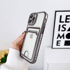 Luxury Square Phone Case For iPhone 13 11 14 12 Pro Max Mini XS XR 6s 7 8 Plus SE Cover Soft Silicone Wallet Card Holder Clear Card Slot Case Slim Fit Protective Soft Wallet Case Stevvex