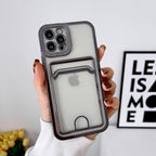 Luxury Square Phone Case For iPhone 13 11 14 12 Pro Max Mini XS XR 6s 7 8 Plus SE Cover Soft Silicone Wallet Card Holder Clear Card Slot Case Slim Fit Protective Soft Wallet Case Stevvex