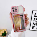 Luxury Square Phone Case For iPhone 13 11 14 12 Pro Max Mini XS XR 6s 7 8 Plus SE Cover Soft Silicone Wallet Card Holder Clear Card Slot Case Slim Fit Protective Soft Wallet Case Stevvex