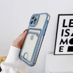 Luxury Square Phone Case For iPhone 13 11 14 12 Pro Max Mini XS XR 6s 7 8 Plus SE Cover Soft Silicone Wallet Card Holder Clear Card Slot Case Slim Fit Protective Soft Wallet Case Stevvex