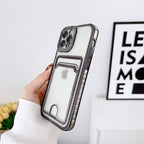 Luxury Square Phone Case For iPhone 13 11 14 12 Pro Max Mini XS XR 6s 7 8 Plus SE Cover Soft Silicone Wallet Card Holder Clear Card Slot Case Slim Fit Protective Soft Wallet Case Stevvex