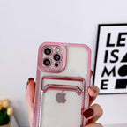 Luxury Square Phone Case For iPhone 13 11 14 12 Pro Max Mini XS XR 6s 7 8 Plus SE Cover Soft Silicone Wallet Card Holder Clear Card Slot Case Slim Fit Protective Soft Wallet Case Stevvex