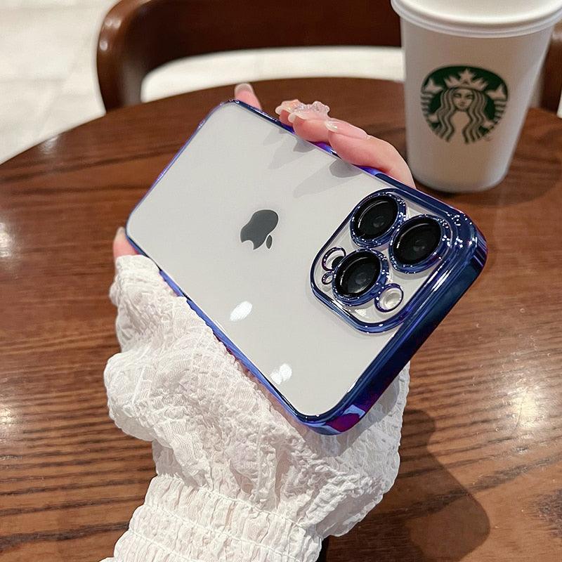 Luxury Square Transparent Case For iPhone  11 Pro Max Mini XR X XS Max 8 7 Plus Silicone Cover Protection Non-Yellowing Shockproof Phone Case for iPhone Elegant Transaprent Design For Iphone Stevvex