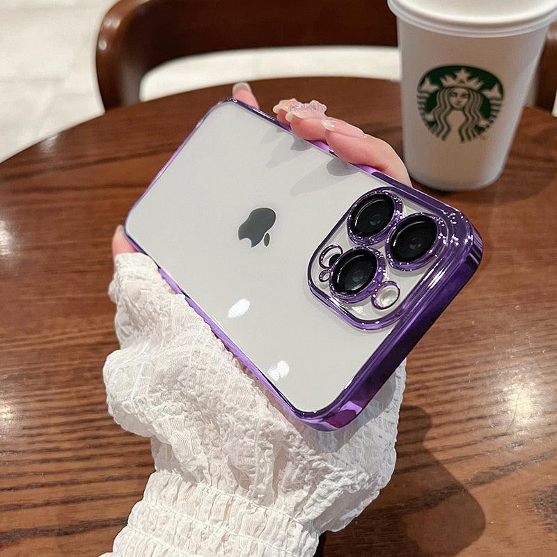 Luxury Square Transparent Case For iPhone  11 Pro Max Mini XR X XS Max 8 7 Plus Silicone Cover Protection Non-Yellowing Shockproof Phone Case for iPhone Elegant Transaprent Design For Iphone Stevvex