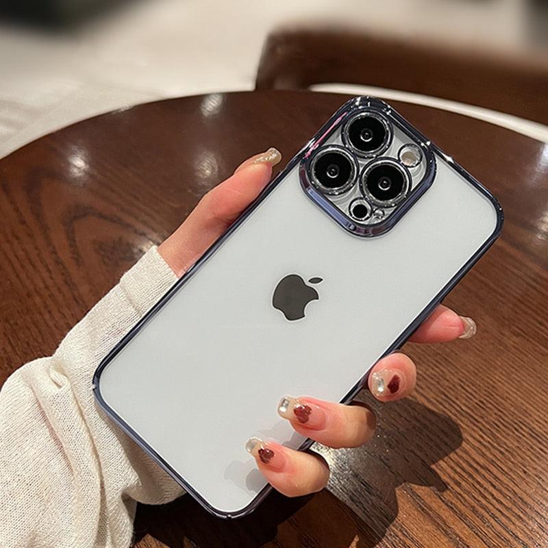 Luxury Square Transparent Case For iPhone  11 Pro Max Mini XR X XS Max 8 7 Plus Silicone Cover Protection Non-Yellowing Shockproof Phone Case for iPhone Elegant Transaprent Design For Iphone Stevvex